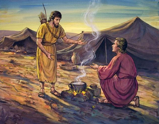 Esau sold his birthright for some stew<br />エサウは長子の権利をパンとレンズ豆の煮物で売り渡した