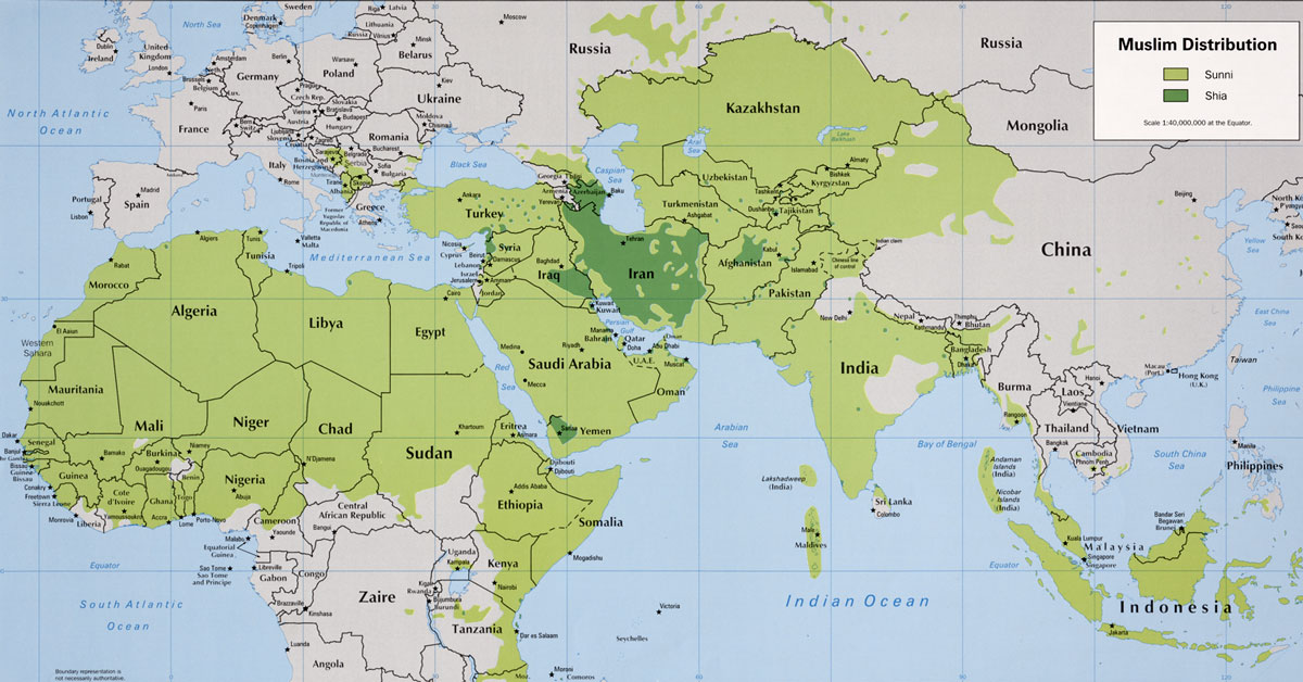 スンニ派とシーア派の分布図