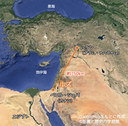 カナンからハランまでの地図