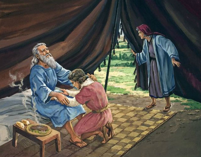 Are you really my son Esau?<br />おまえは本当にエサウか？