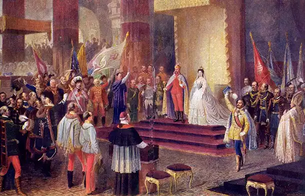 フランツ・ヨーゼフ1世とエリザベスの即位式