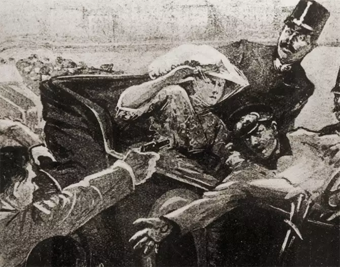 第一次世界大戦のきっかけとなったサラエボ事件を描いた絵画